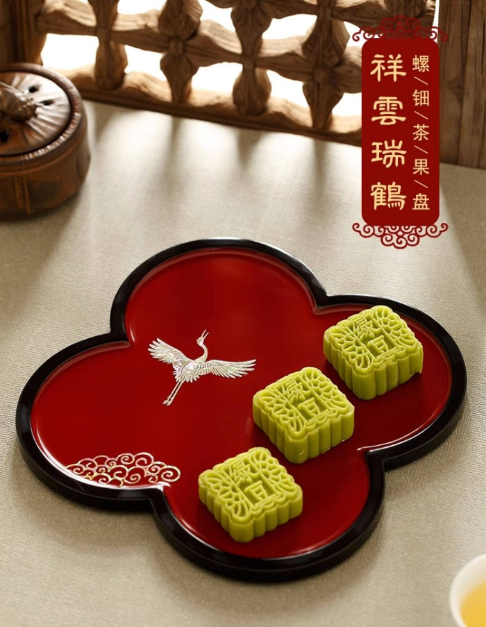 Luodian Lacquer Tea Tray - Solid Wood Tea Ceremony Table