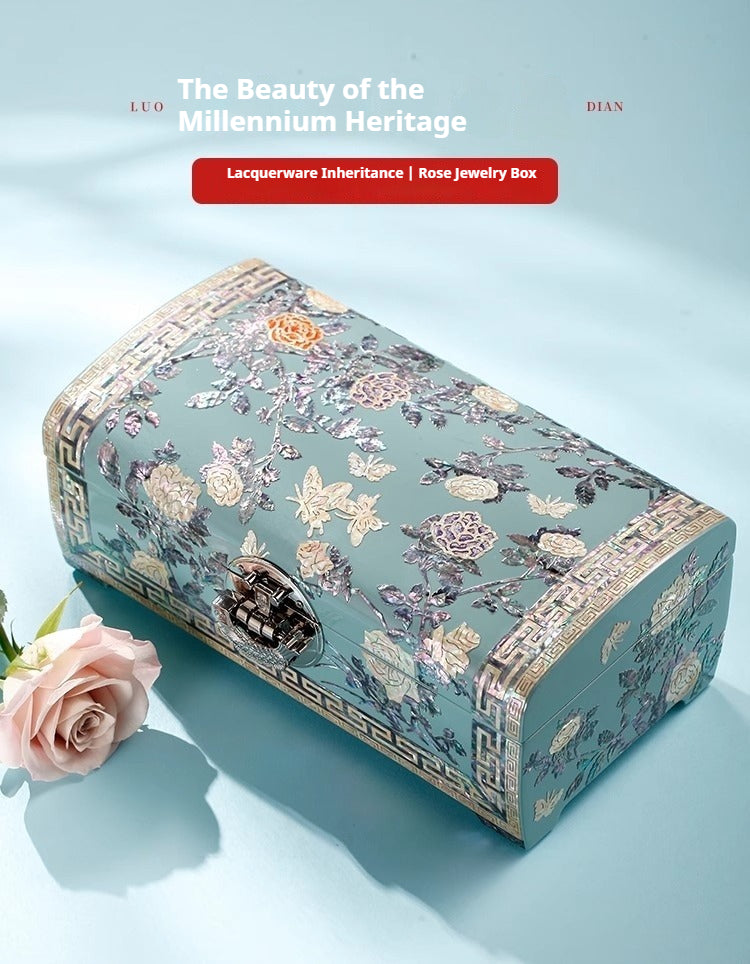 Large Capacity Lacquer Jewelry Organizer - Handcrafted Storage Box