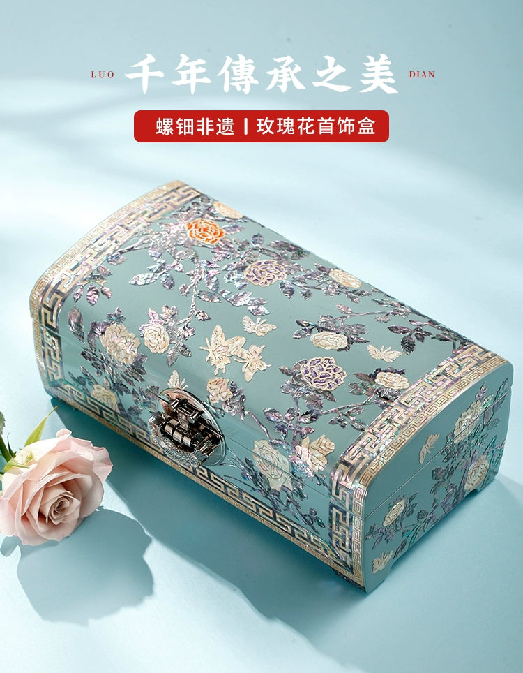 Large Capacity Lacquer Jewelry Organizer - Handcrafted Storage Box