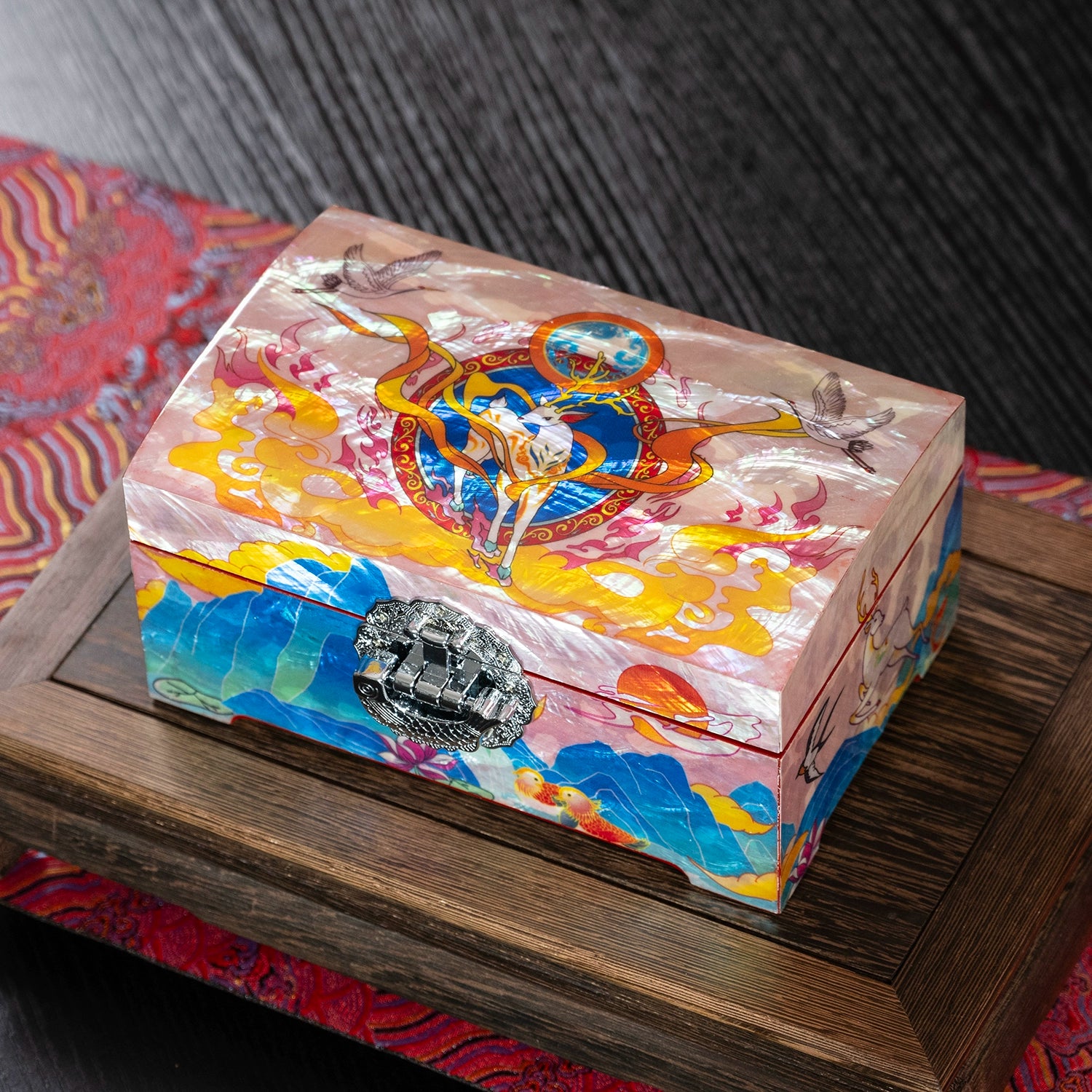 Nine-color deer snail jewelry box, shell intangible cultural heritage, wedding gift jewelry, storage box