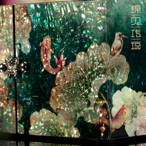 Handcrafted Luodian Lacquer Jewelry Box - Traditional Shell Inlay Art