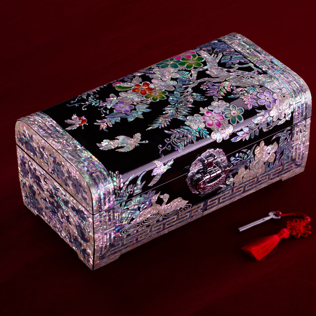 Luodian Lacquer Wedding Jewelry Box - Wooden Storage