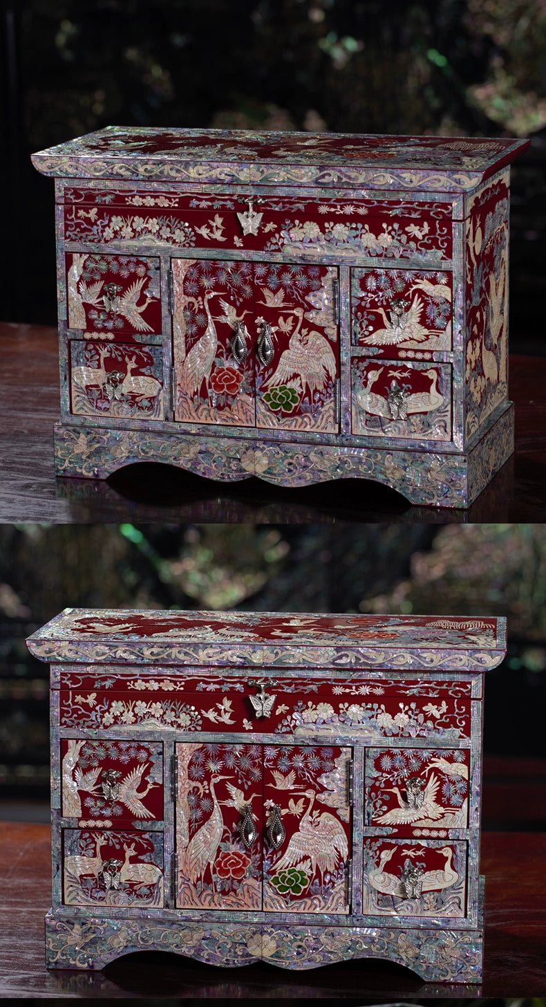 Handcrafted Lacquerware Jewelry Cabinet - Traditional Chinese Luodian Art