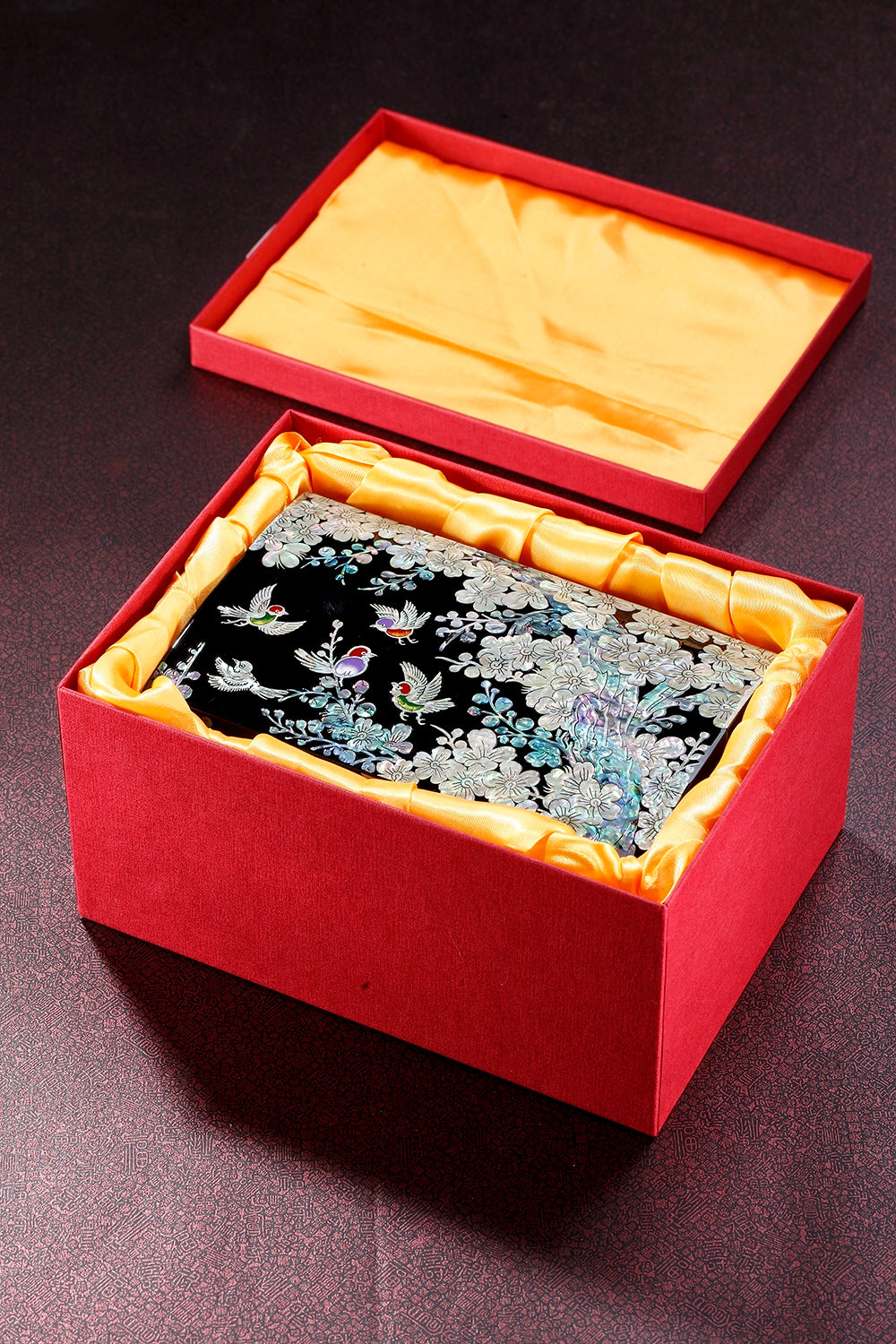 Intangible Cultural Heritage Lacquer Jewelry Box High-end Delicate Storage Box Wooden Wedding Gift Dowry Box