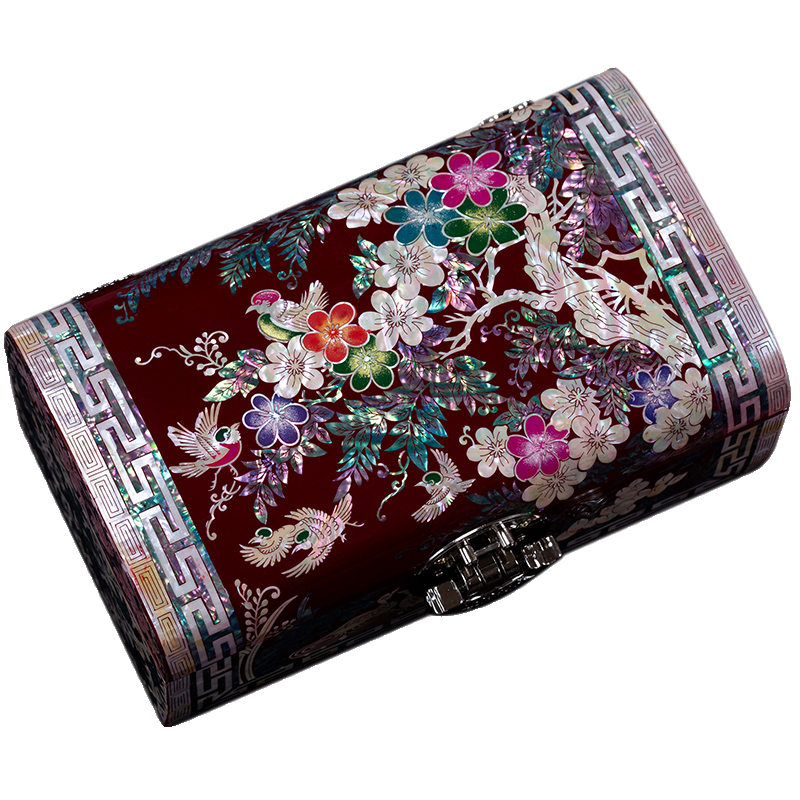 Luodian Lacquer Wedding Jewelry Box - Wooden Storage