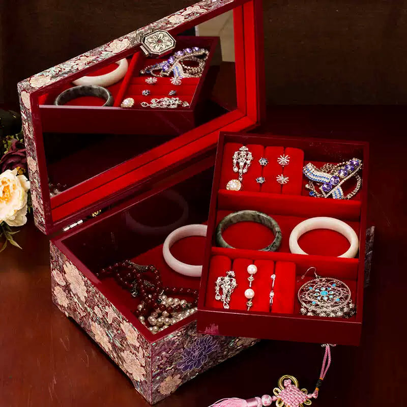 Premium Lacquer Jewelry Gift Box - Portable Chinese Style