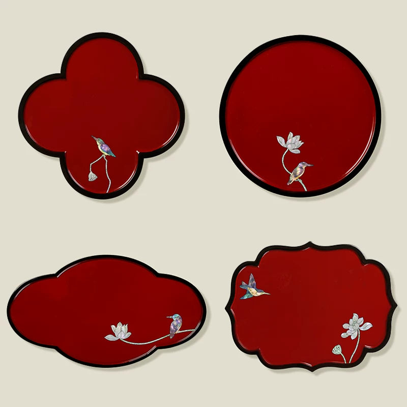 Luodian Lacquer Tea Tray - Solid Wood Tea Ceremony Table