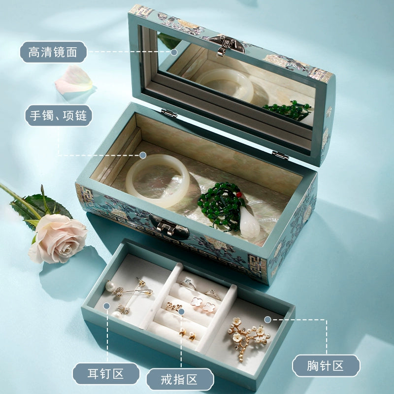 Large Capacity Lacquer Jewelry Organizer - Handcrafted Storage Box