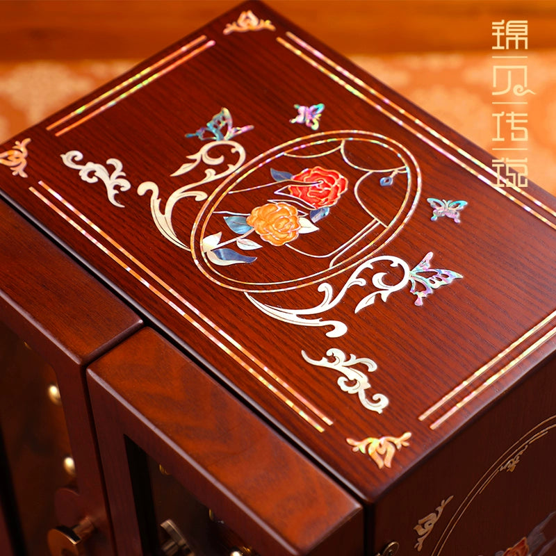 Multi-Layer Lacquer Jewelry Organizer - Large Capacity Storage