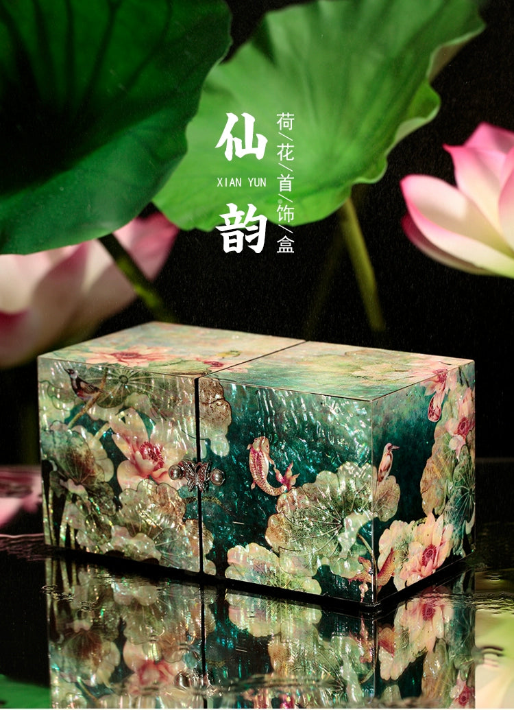 Chinese intangible cultural heritage handmade snail lacquer wood jewelry box, earrings necklace jewelry storage box