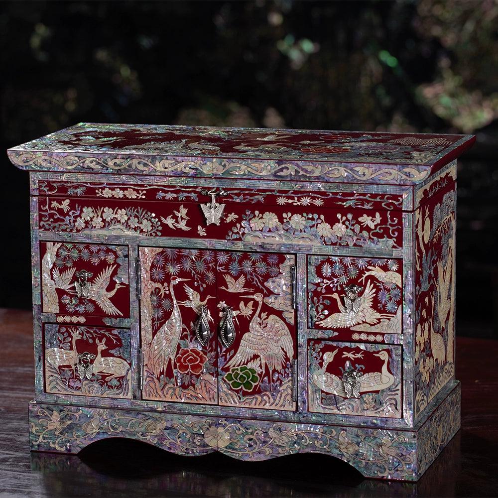 Handcrafted Lacquerware Jewelry Cabinet - Traditional Chinese Luodian Art