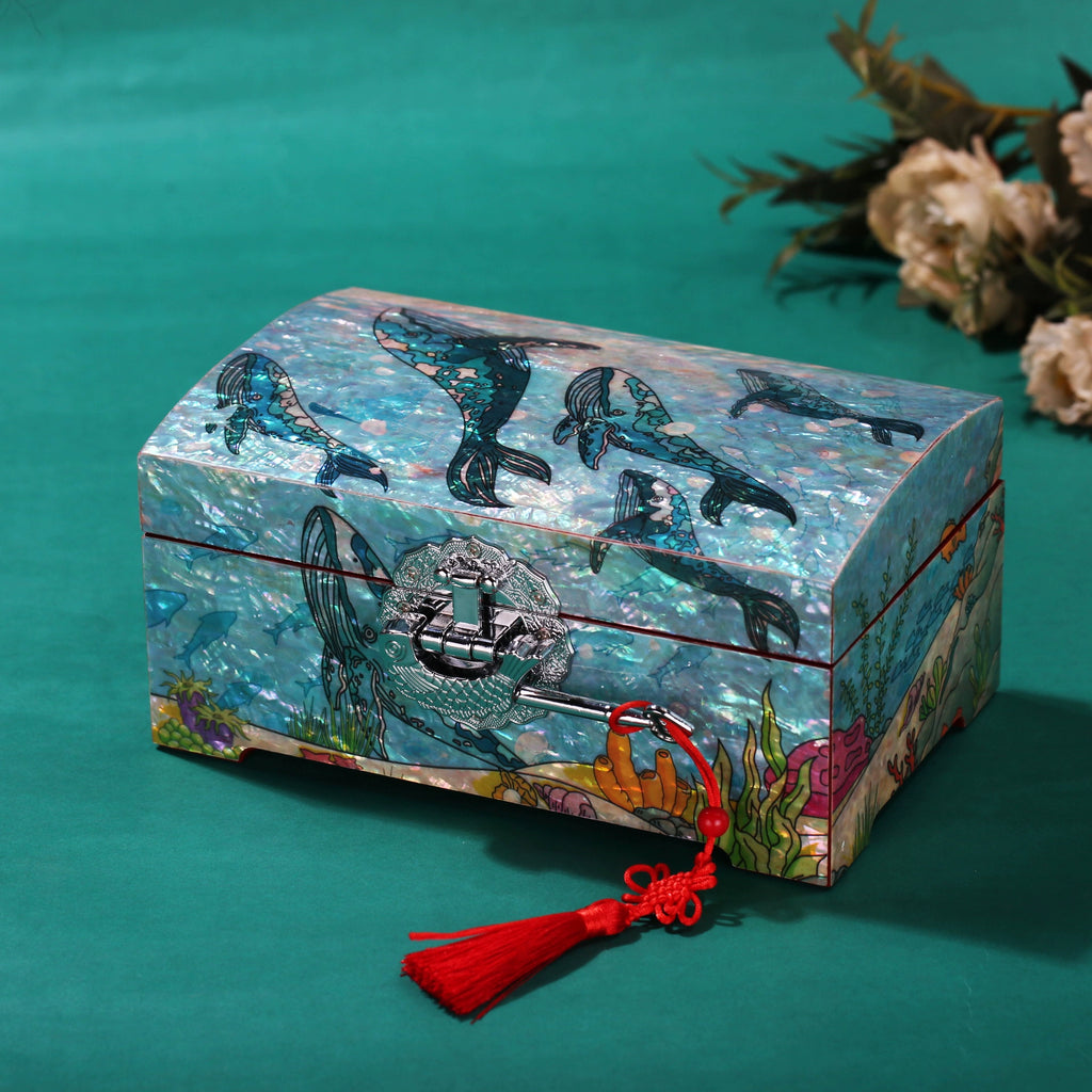 Double-Layer Luodian Lacquerware Jewelry Box - Ocean Love Design