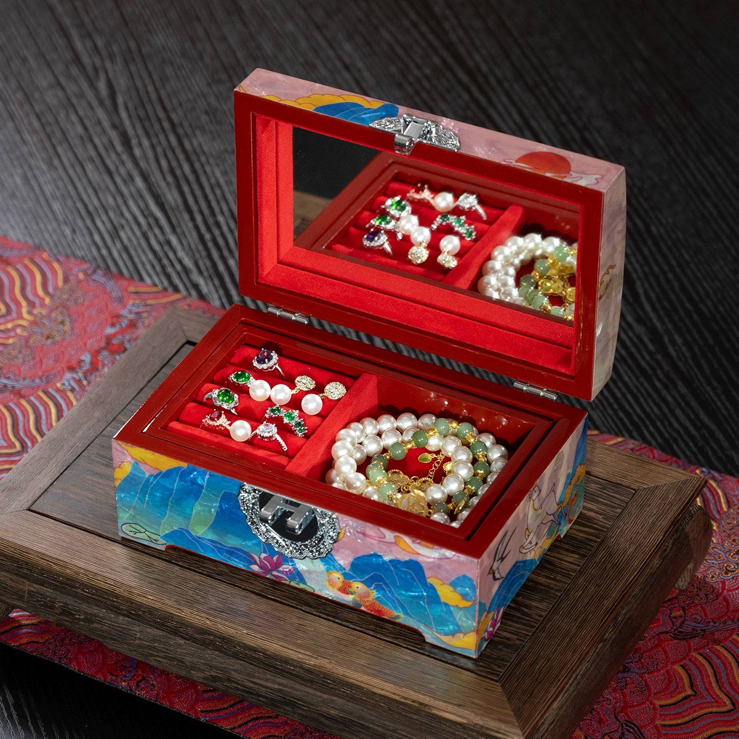 Nine-color deer snail jewelry box, shell intangible cultural heritage, wedding gift jewelry, storage box