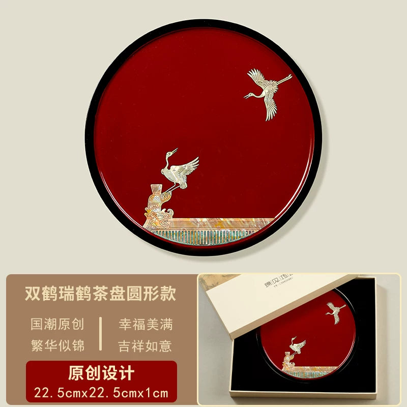 Luodian Lacquer Tea Tray - Solid Wood Tea Ceremony Table