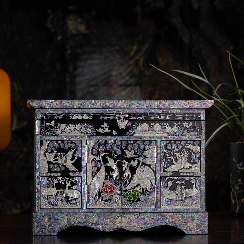 Handcrafted Lacquerware Jewelry Cabinet - Traditional Chinese Luodian Art