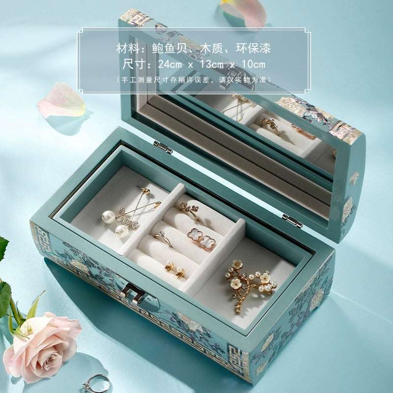 Large Capacity Lacquer Jewelry Organizer - Handcrafted Storage Box