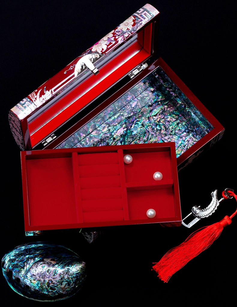 Luodian Lacquer Wedding Jewelry Box - Wooden Storage