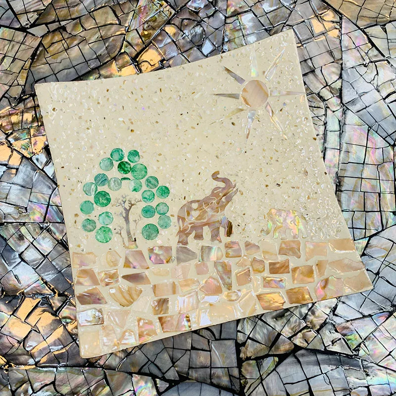 Luxury Shell Serving Plate - Chinese Style Square Tray