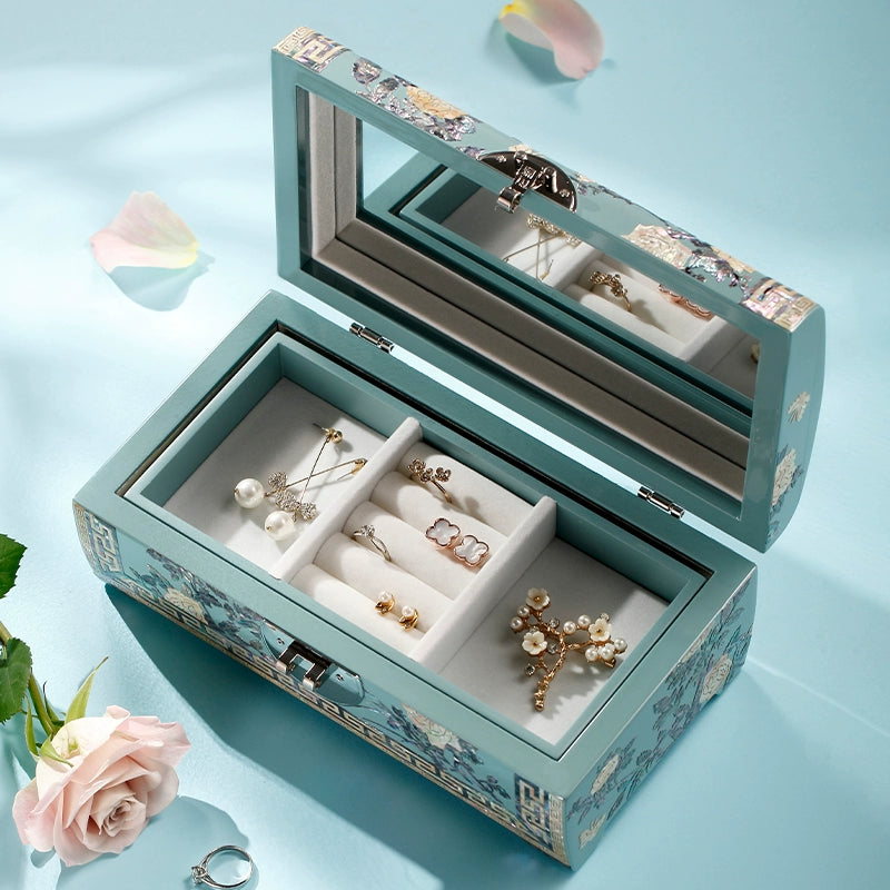 Large Capacity Lacquer Jewelry Organizer - Handcrafted Storage Box