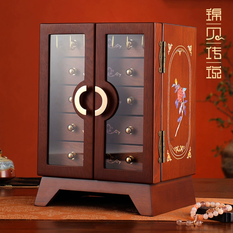 Multi-Layer Lacquer Jewelry Organizer - Large Capacity Storage