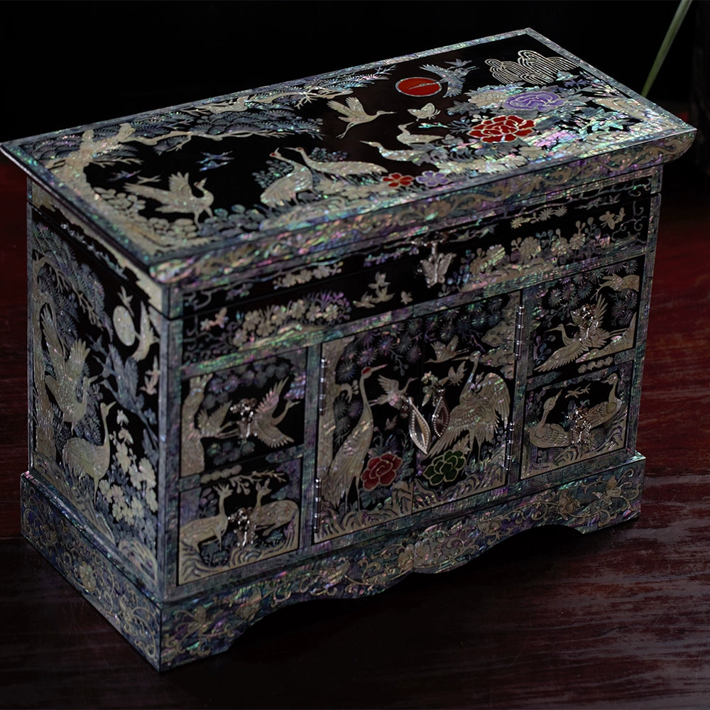 Handcrafted Lacquerware Jewelry Cabinet - Traditional Chinese Luodian Art