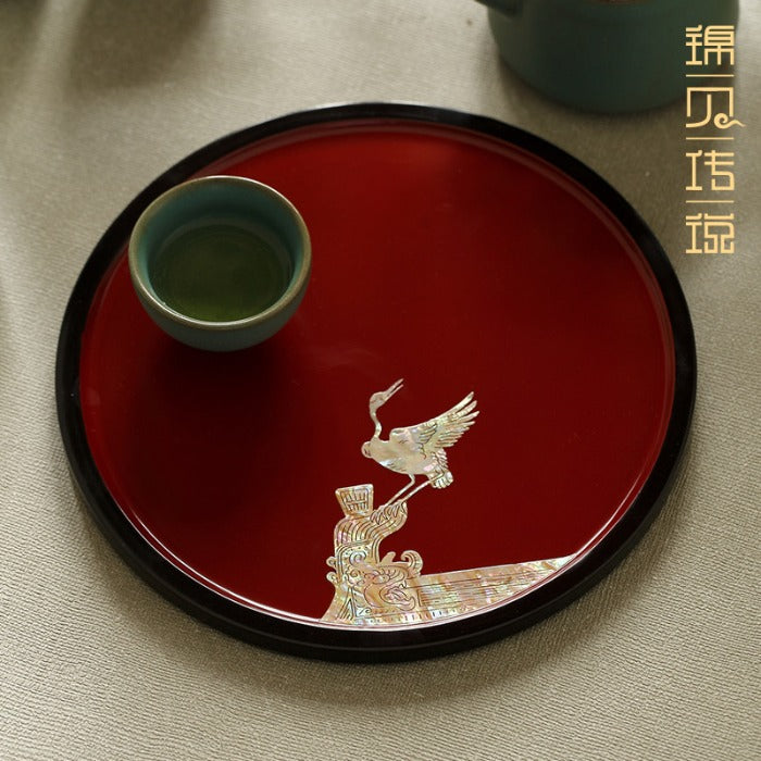 Luodian Lacquer Tea Tray - Solid Wood Tea Ceremony Table